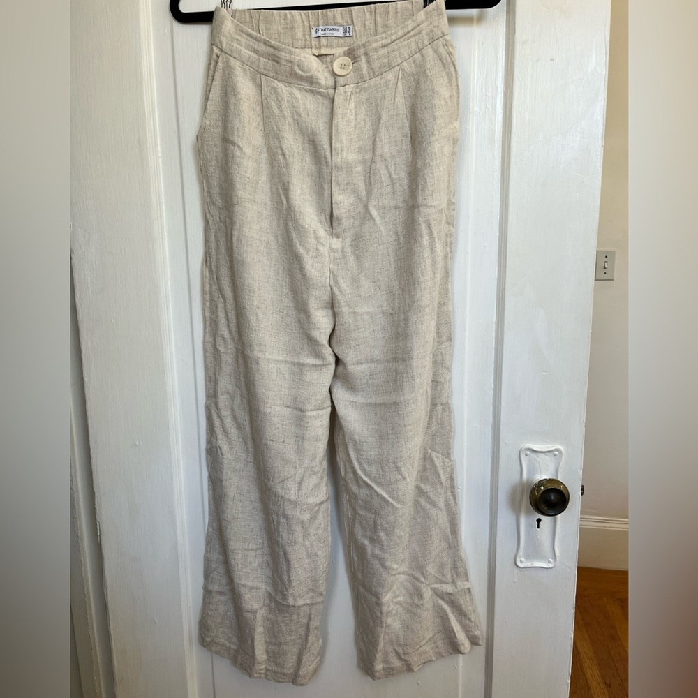 Wide Leg Linen Blend Pants